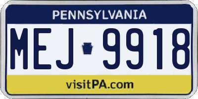 PA license plate MEJ9918