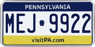 PA license plate MEJ9922