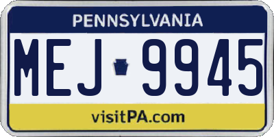 PA license plate MEJ9945
