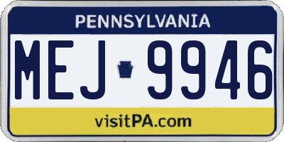PA license plate MEJ9946