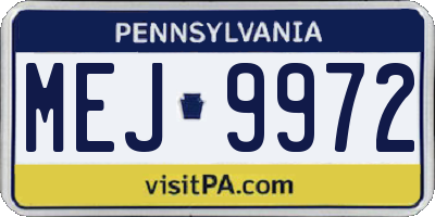 PA license plate MEJ9972