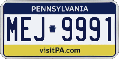 PA license plate MEJ9991