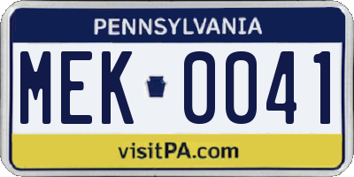 PA license plate MEK0041