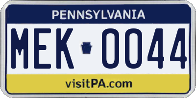 PA license plate MEK0044