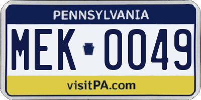 PA license plate MEK0049