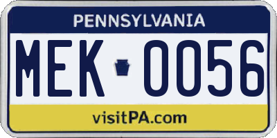 PA license plate MEK0056
