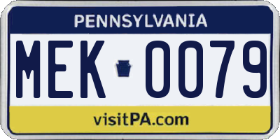 PA license plate MEK0079