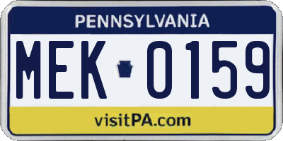 PA license plate MEK0159