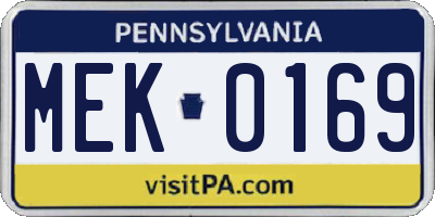 PA license plate MEK0169