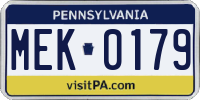 PA license plate MEK0179