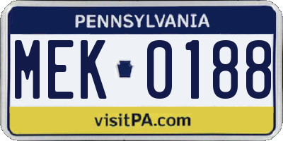 PA license plate MEK0188