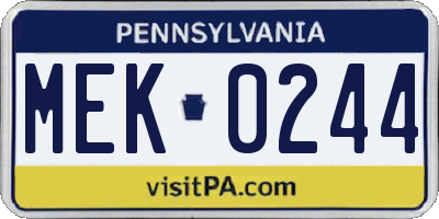 PA license plate MEK0244