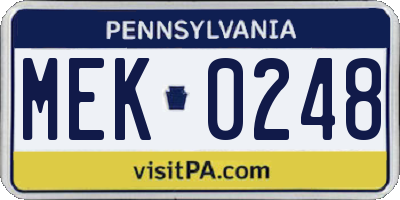 PA license plate MEK0248