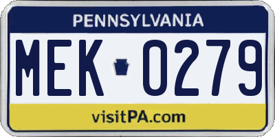 PA license plate MEK0279