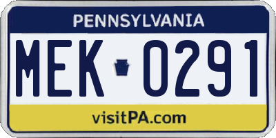 PA license plate MEK0291