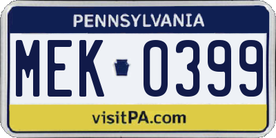 PA license plate MEK0399
