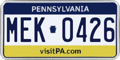 PA license plate MEK0426