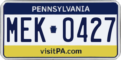 PA license plate MEK0427