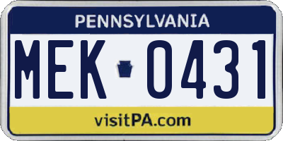 PA license plate MEK0431