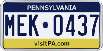 PA license plate MEK0437