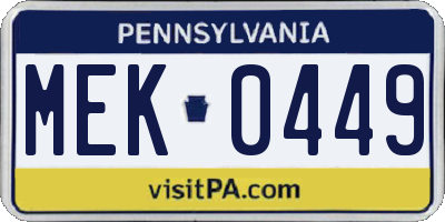 PA license plate MEK0449