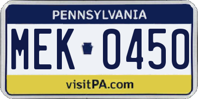 PA license plate MEK0450