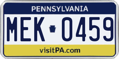 PA license plate MEK0459