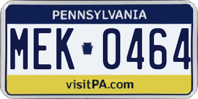 PA license plate MEK0464