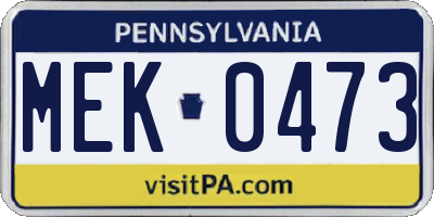 PA license plate MEK0473