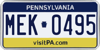 PA license plate MEK0495