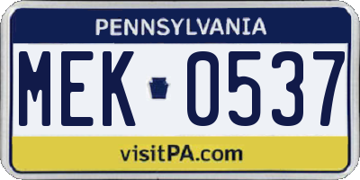 PA license plate MEK0537