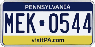 PA license plate MEK0544