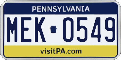 PA license plate MEK0549
