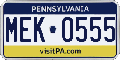 PA license plate MEK0555
