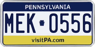 PA license plate MEK0556