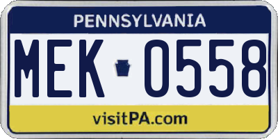 PA license plate MEK0558