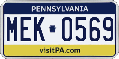 PA license plate MEK0569