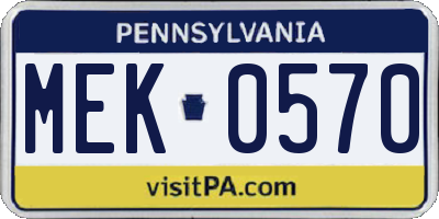 PA license plate MEK0570