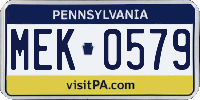PA license plate MEK0579