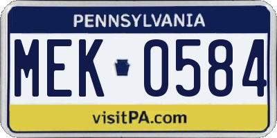 PA license plate MEK0584