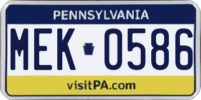 PA license plate MEK0586