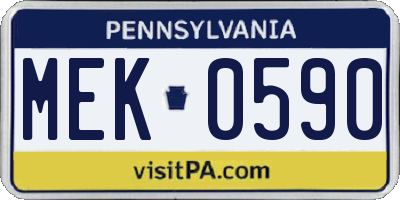 PA license plate MEK0590