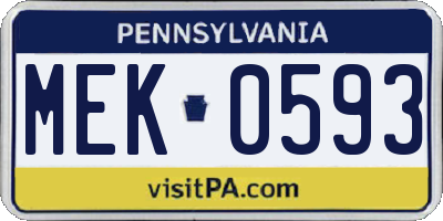 PA license plate MEK0593