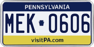 PA license plate MEK0606