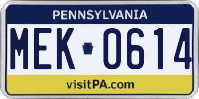 PA license plate MEK0614