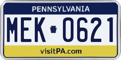 PA license plate MEK0621