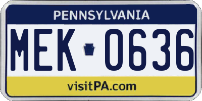 PA license plate MEK0636