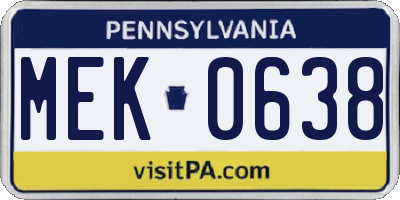 PA license plate MEK0638