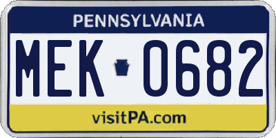 PA license plate MEK0682
