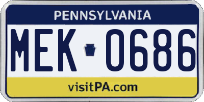 PA license plate MEK0686